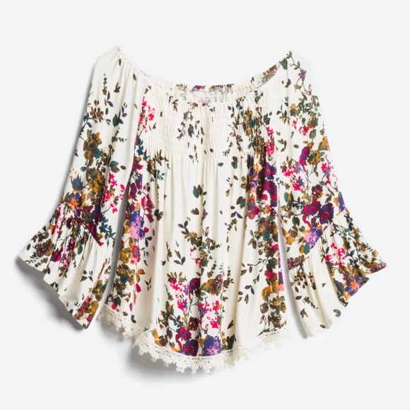 LUQ Tops - Juliet Crochet Detail Smocked Knit Top